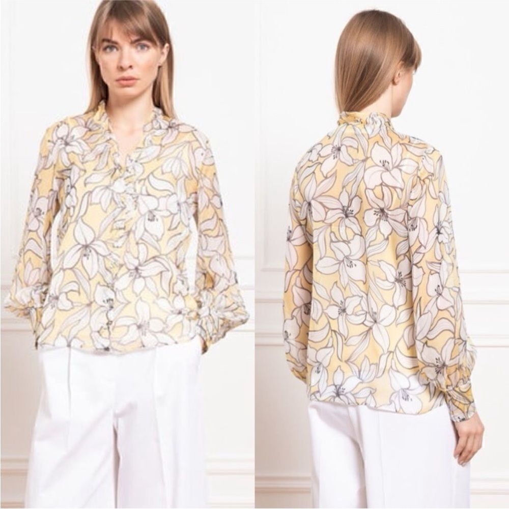 MAXMARA NWT PROSIT YELLOW FLORAL PRINT
SILK BLOUSE SIZE 6
